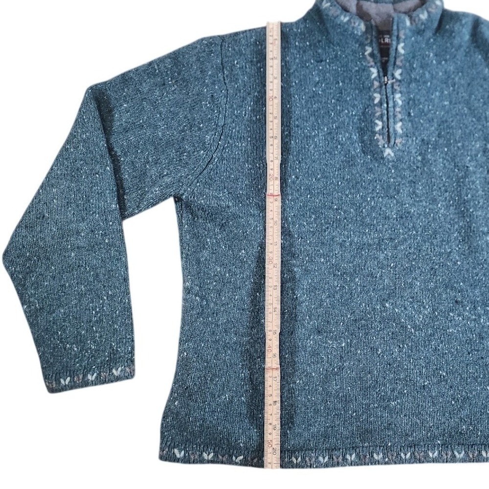 Vintage Woolrich Womens Teal Marled Wool Blend Quarter Zip Sweater Size M 9101 - Picture 6 of 10